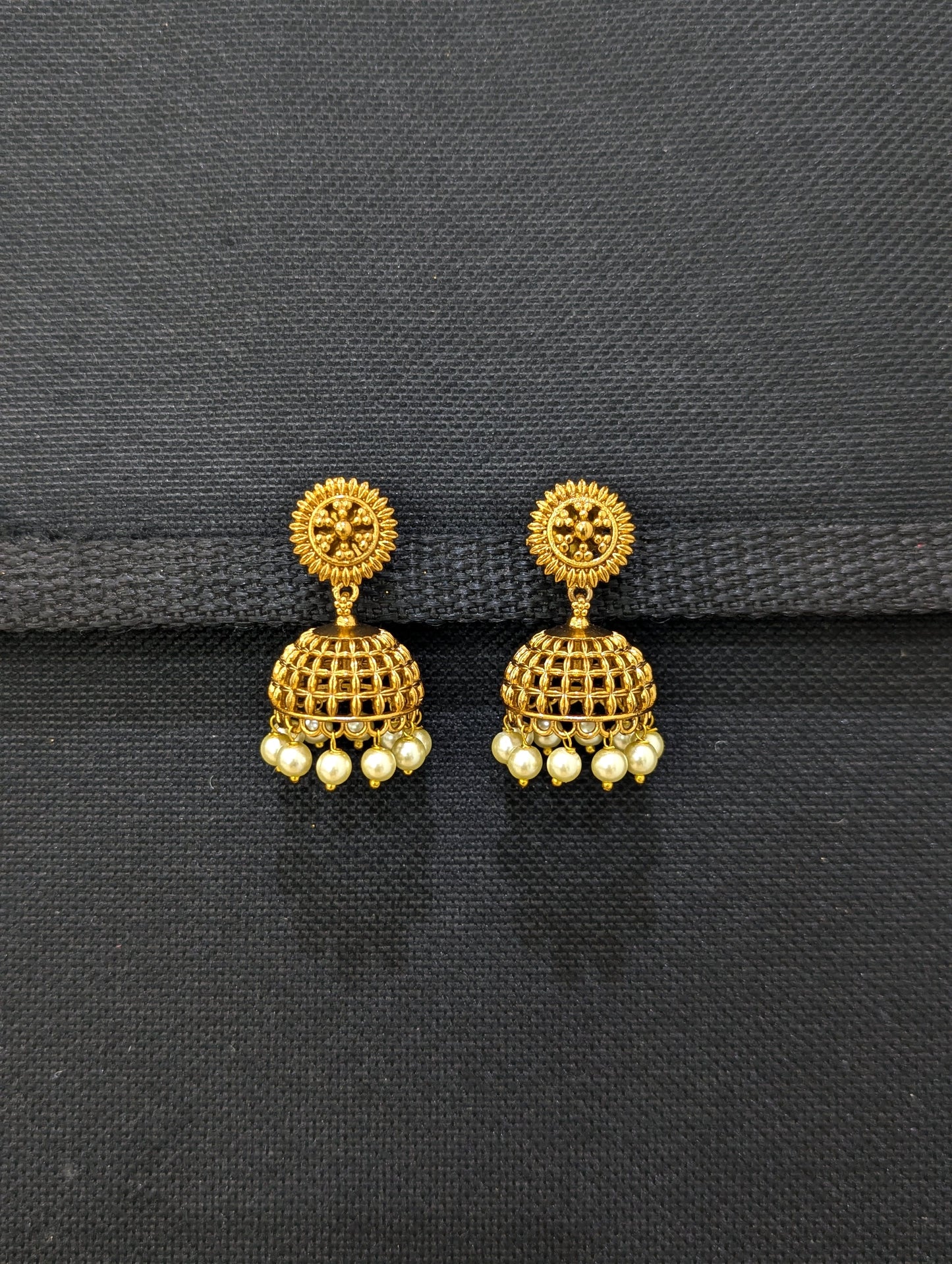 Antique Gold plated Small Jhumka Earrings