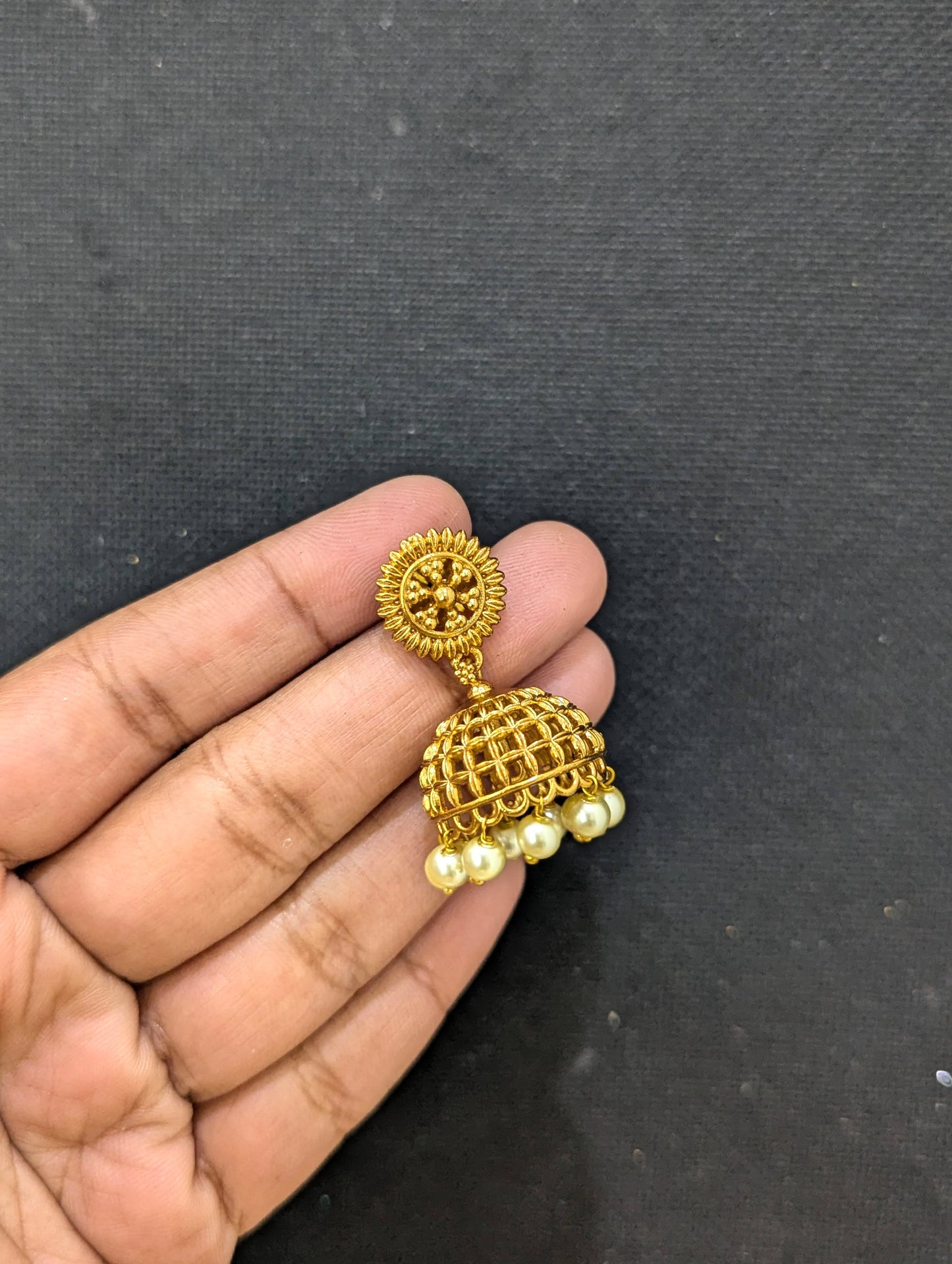 Antique Gold plated Small Jhumka Earrings