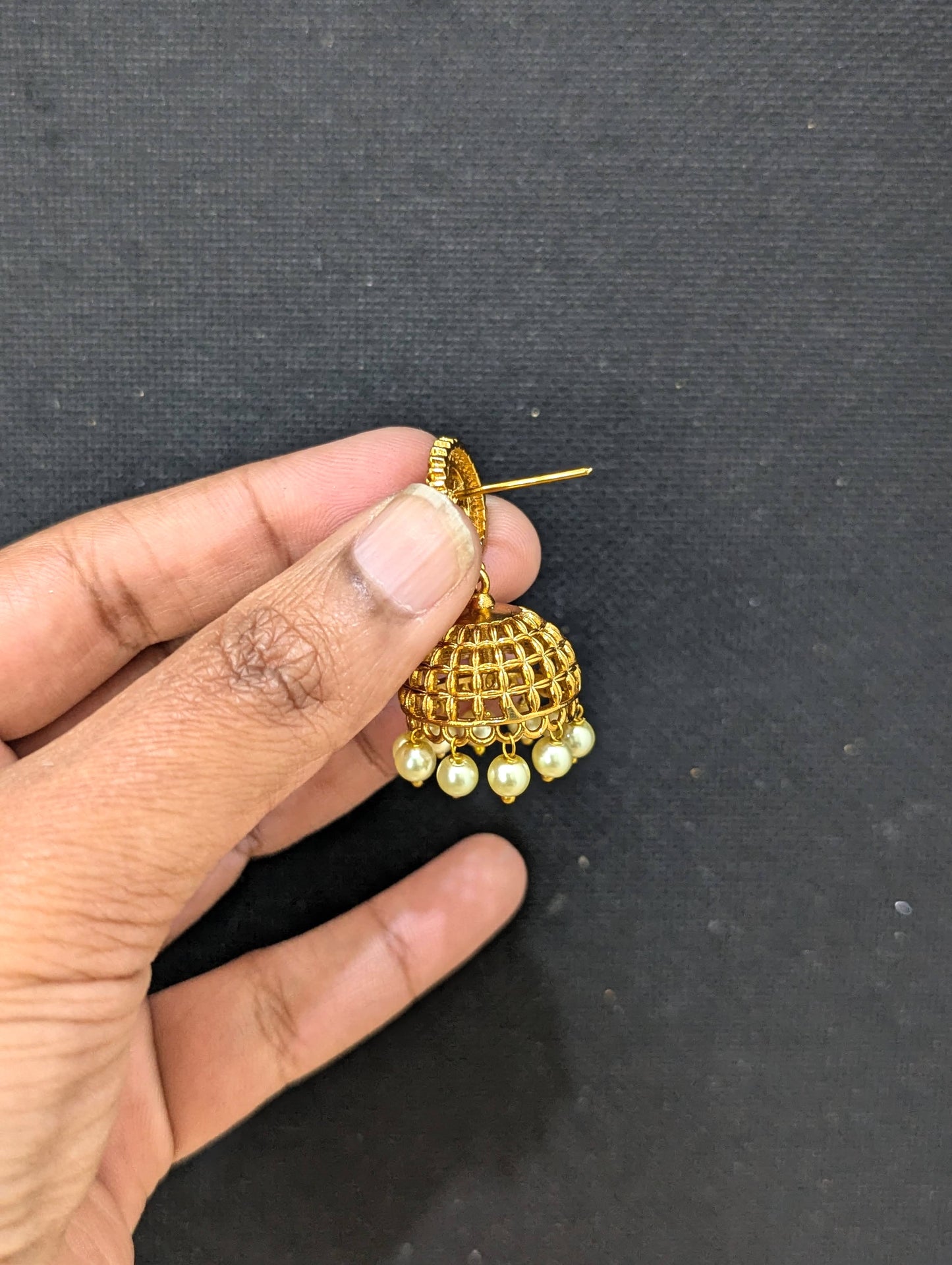 Antique Gold plated Small Jhumka Earrings