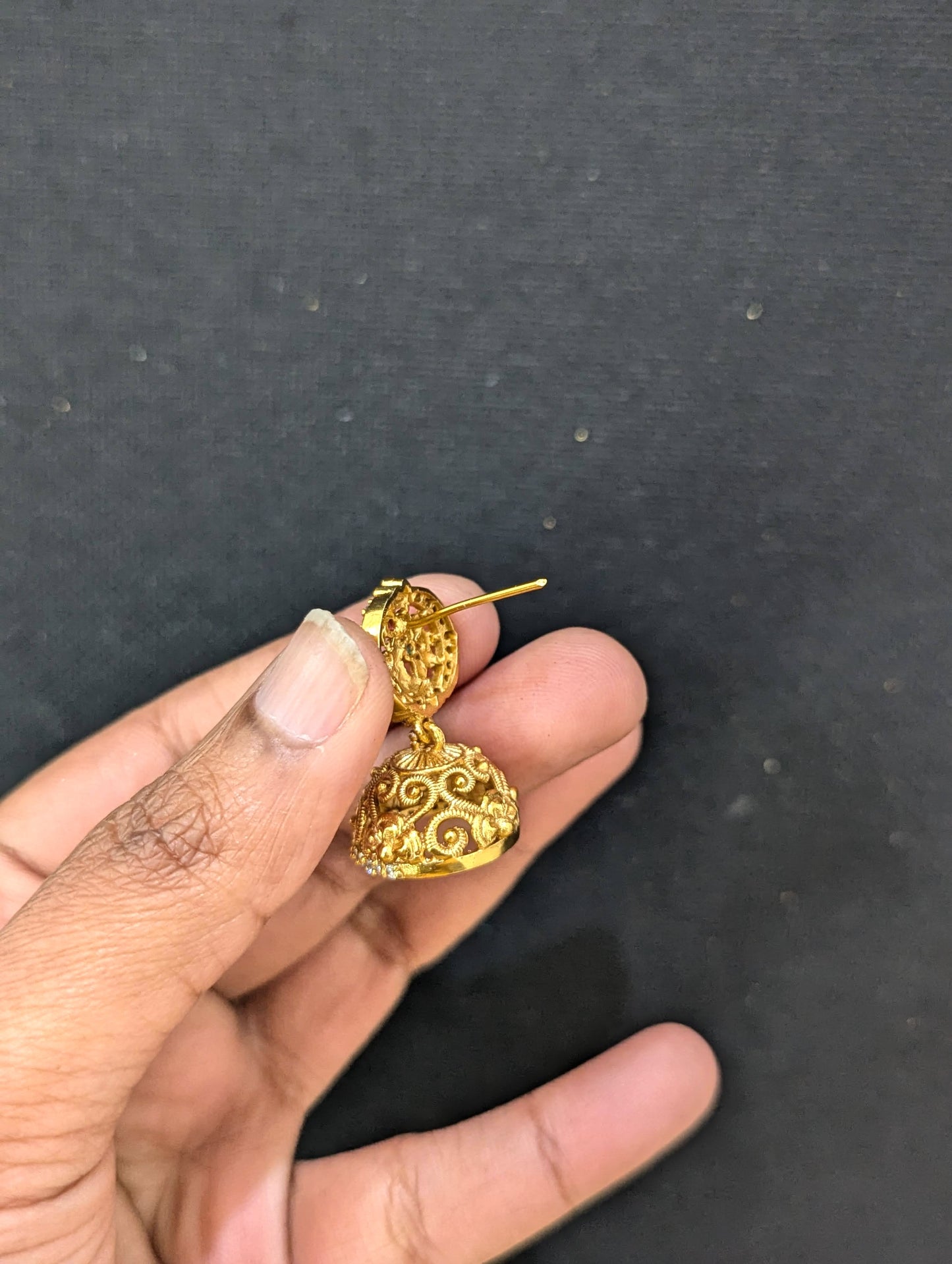 Antique Gold plated Small Peacock Jhumka Earrings