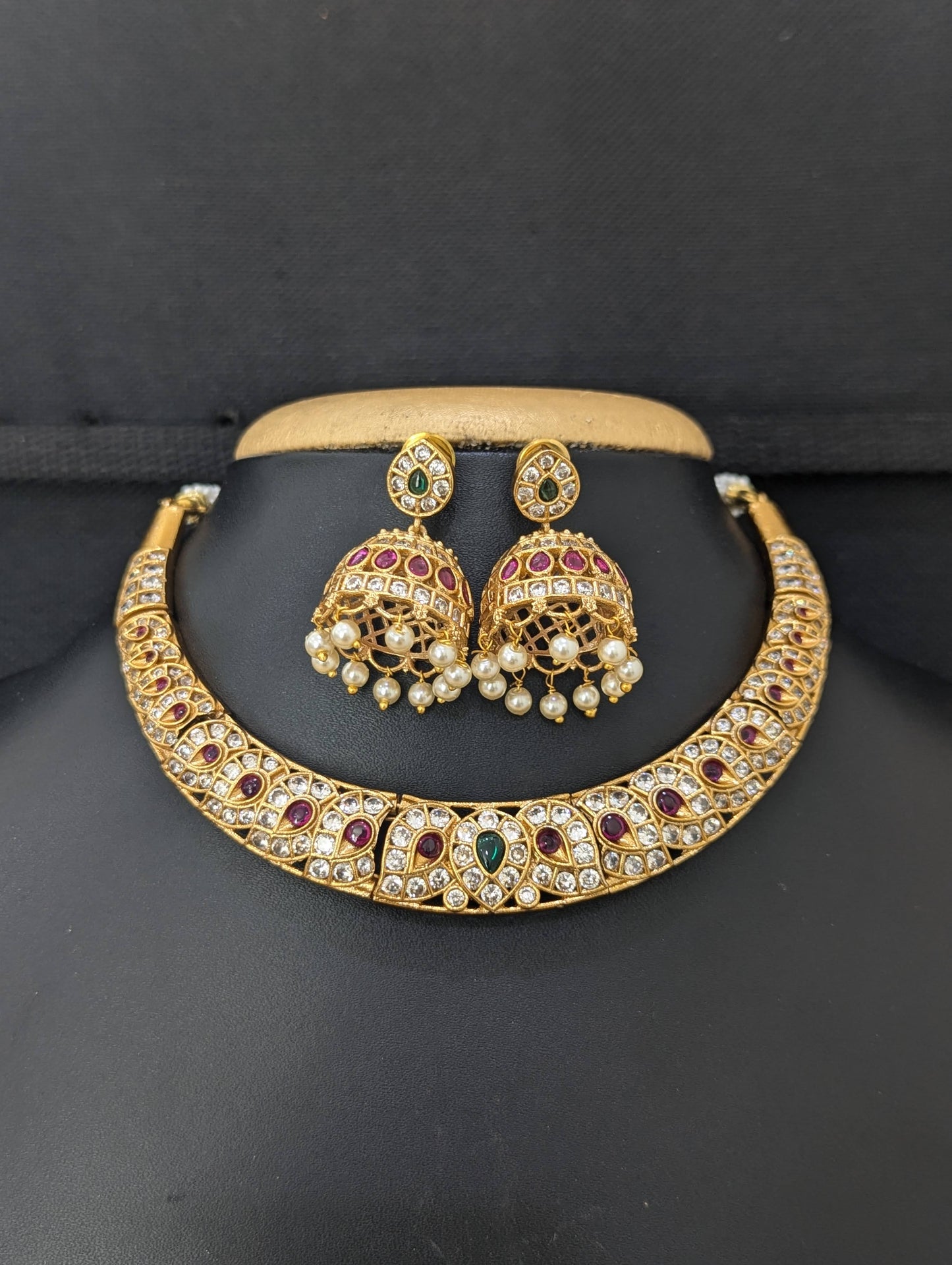 Hasli Choker Necklace Jhumka Earrings Set