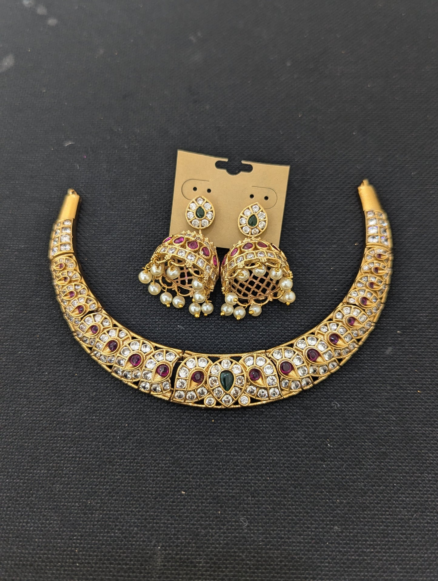 Hasli Choker Necklace Jhumka Earrings Set