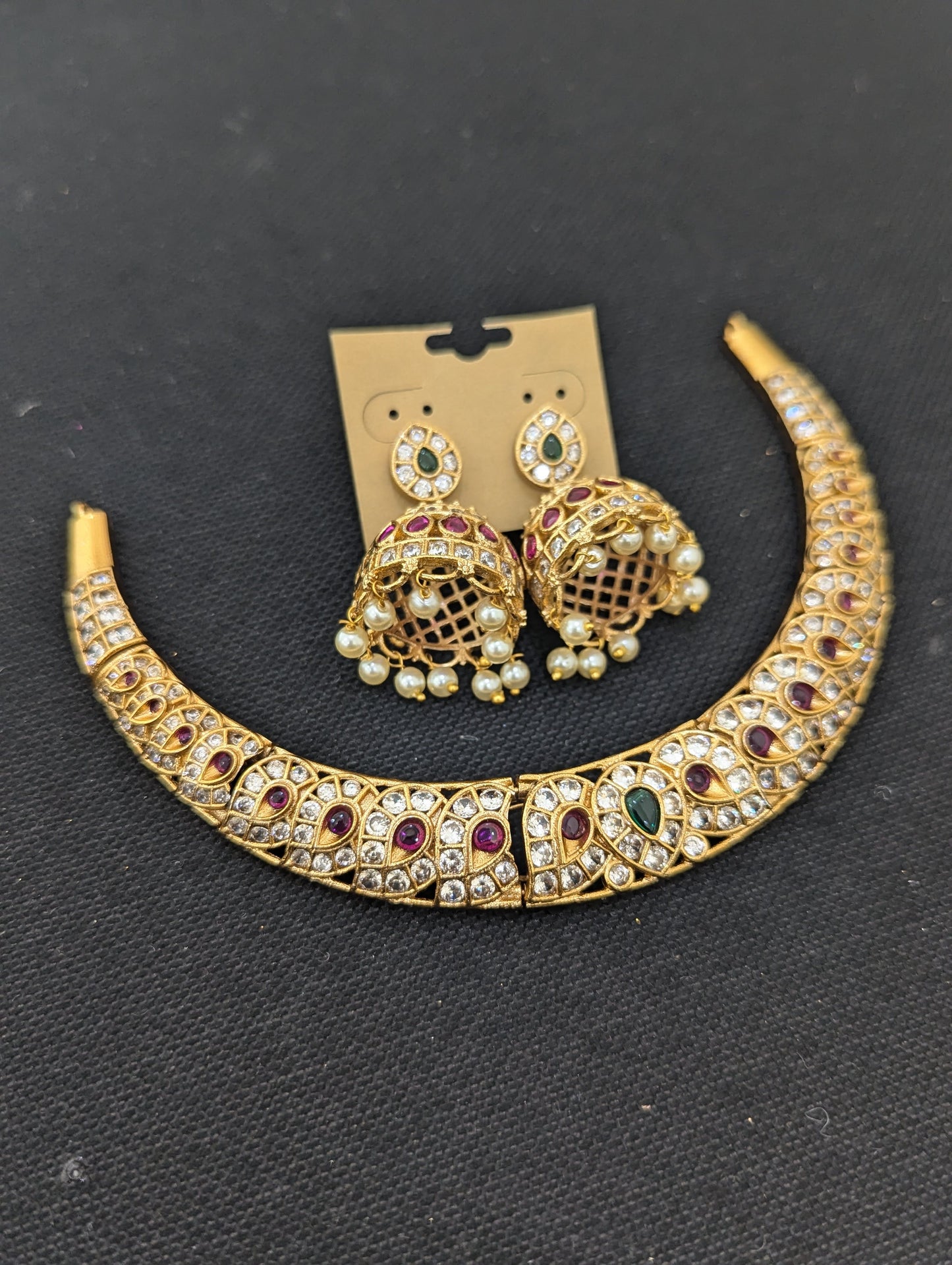 Hasli Choker Necklace Jhumka Earrings Set