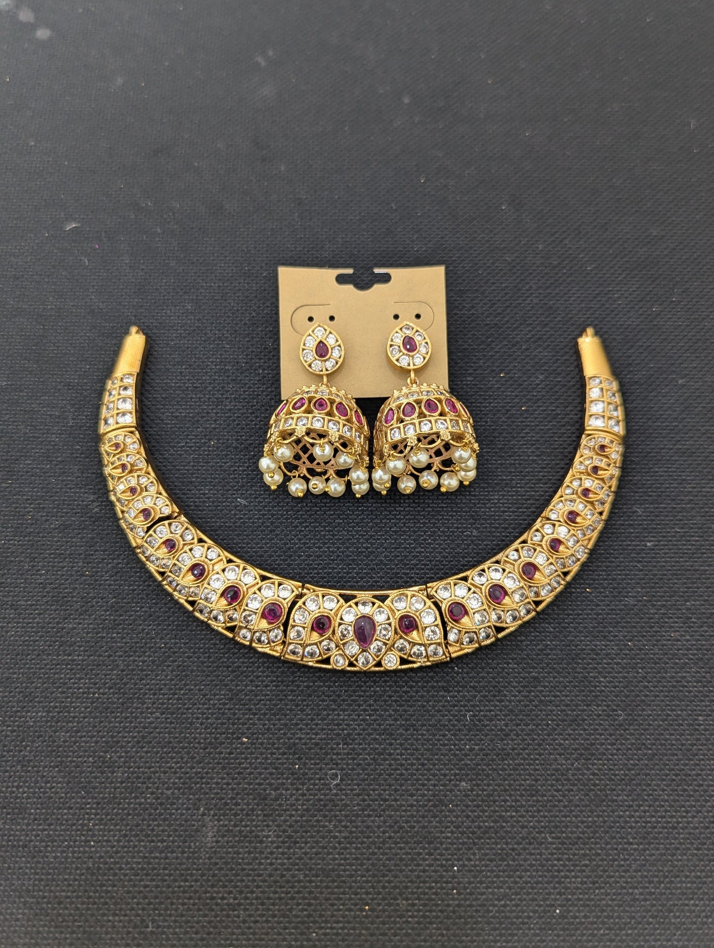 Hasli Choker Necklace Jhumka Earrings Set