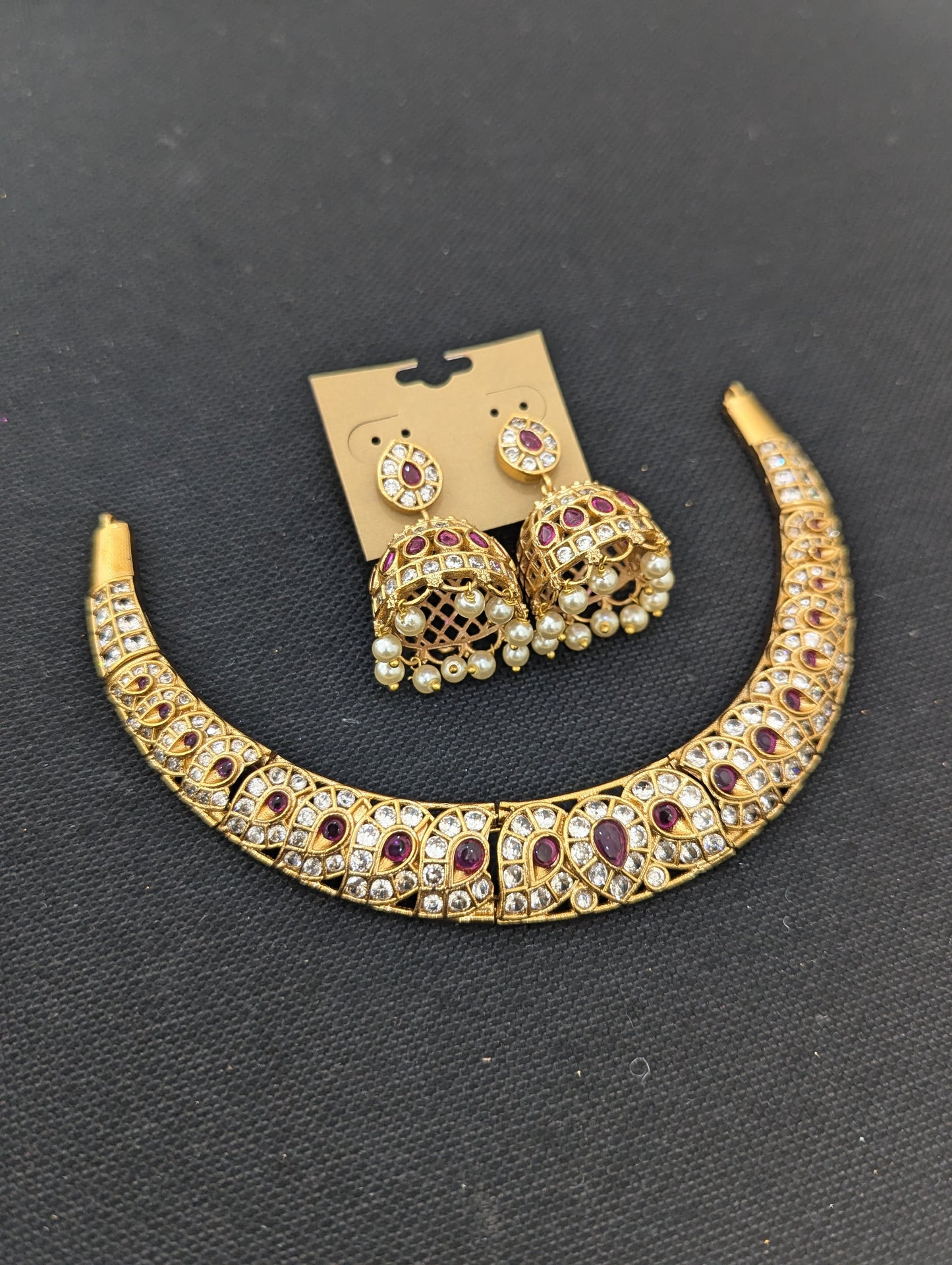 Hasli Choker Necklace Jhumka Earrings Set