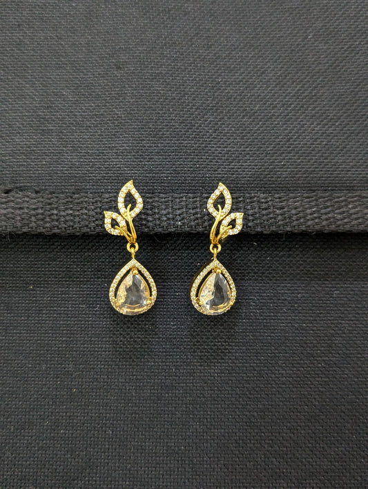 Antique gold Leaf CZ earrings