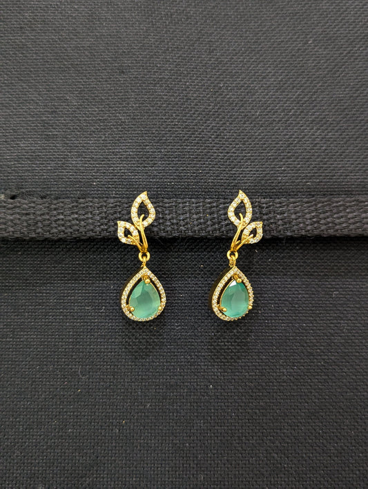 Antique gold Leaf CZ earrings