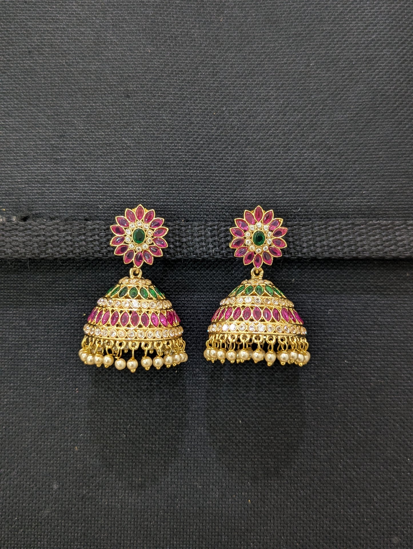 Gold plated Large Polki Jhumka Earrings