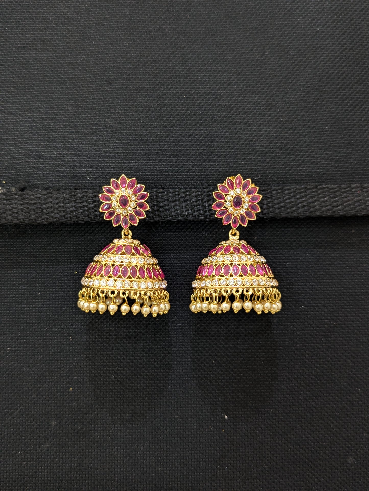 Gold plated Large Polki Jhumka Earrings