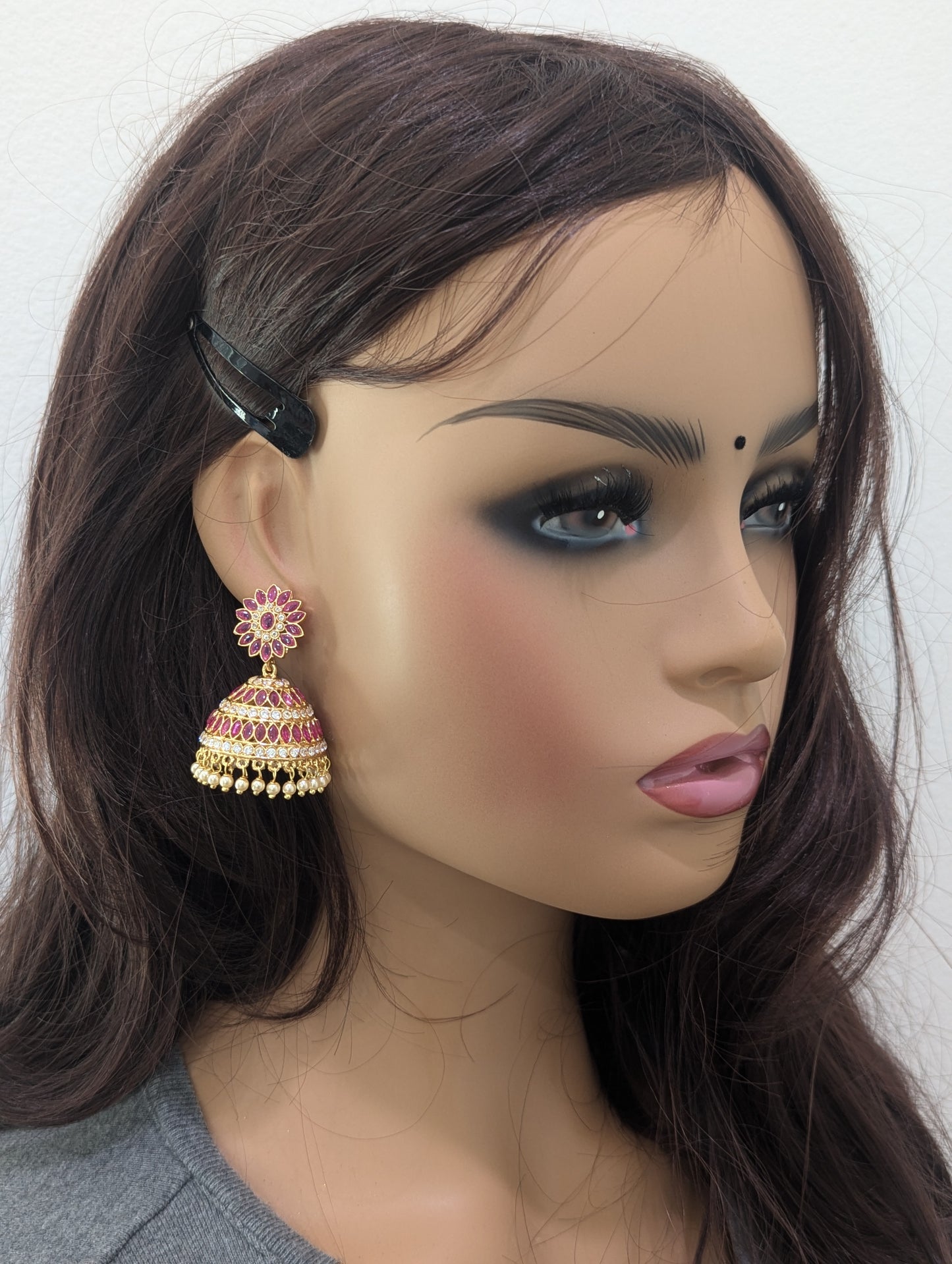 Gold plated Large Polki Jhumka Earrings