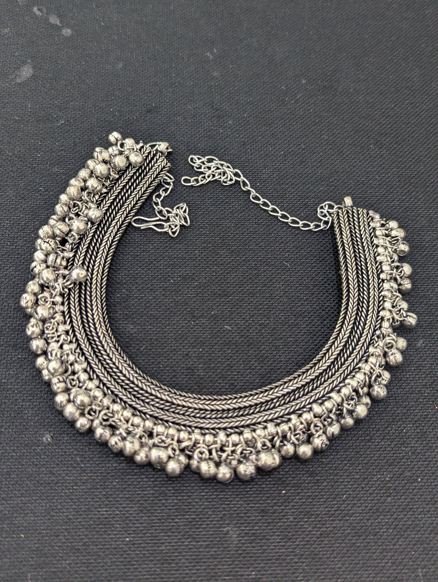 Ghunghru bead dangle Oxidized silver Choker Necklace