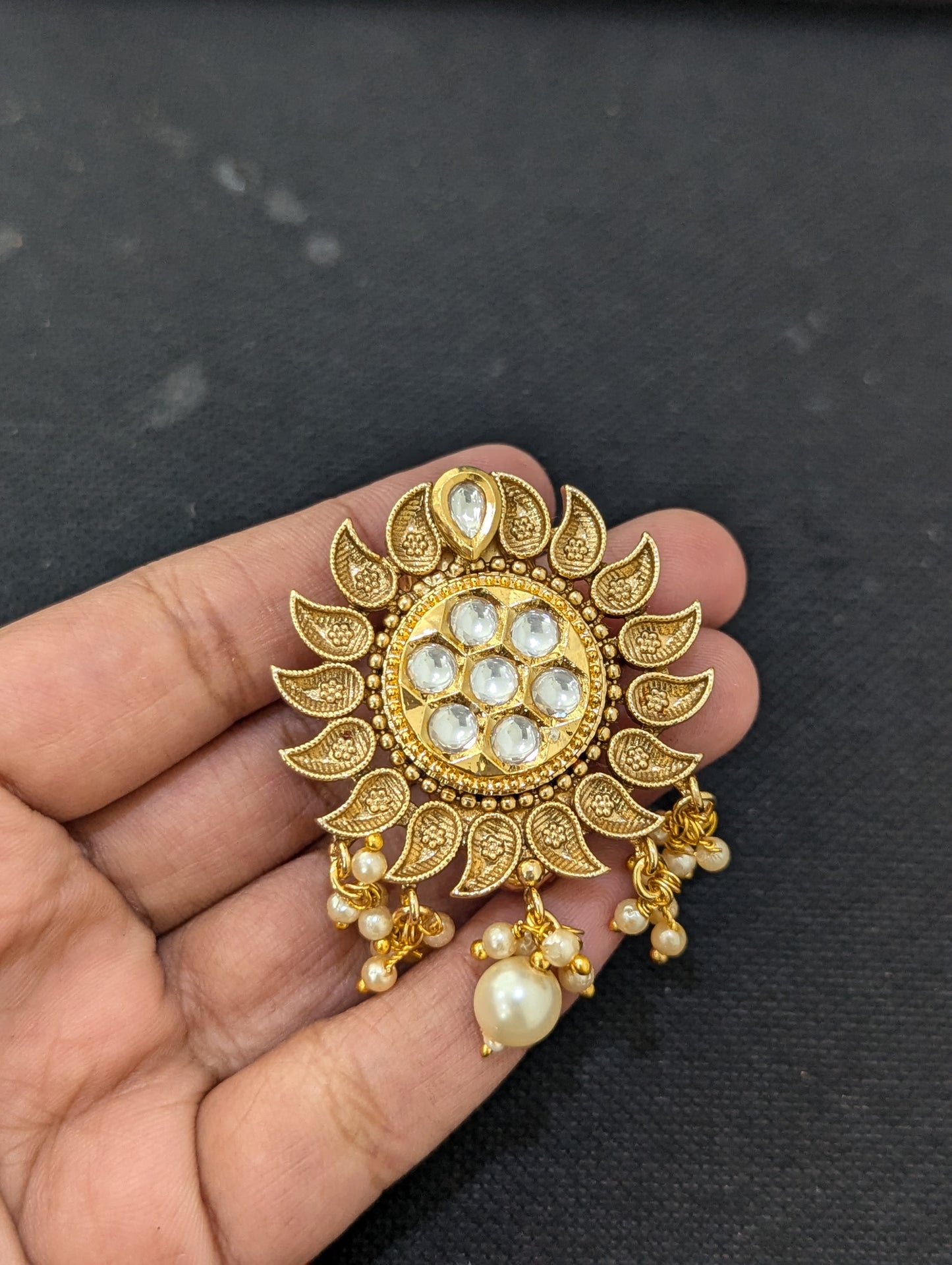 Gold plated Mango design Saree Brooch