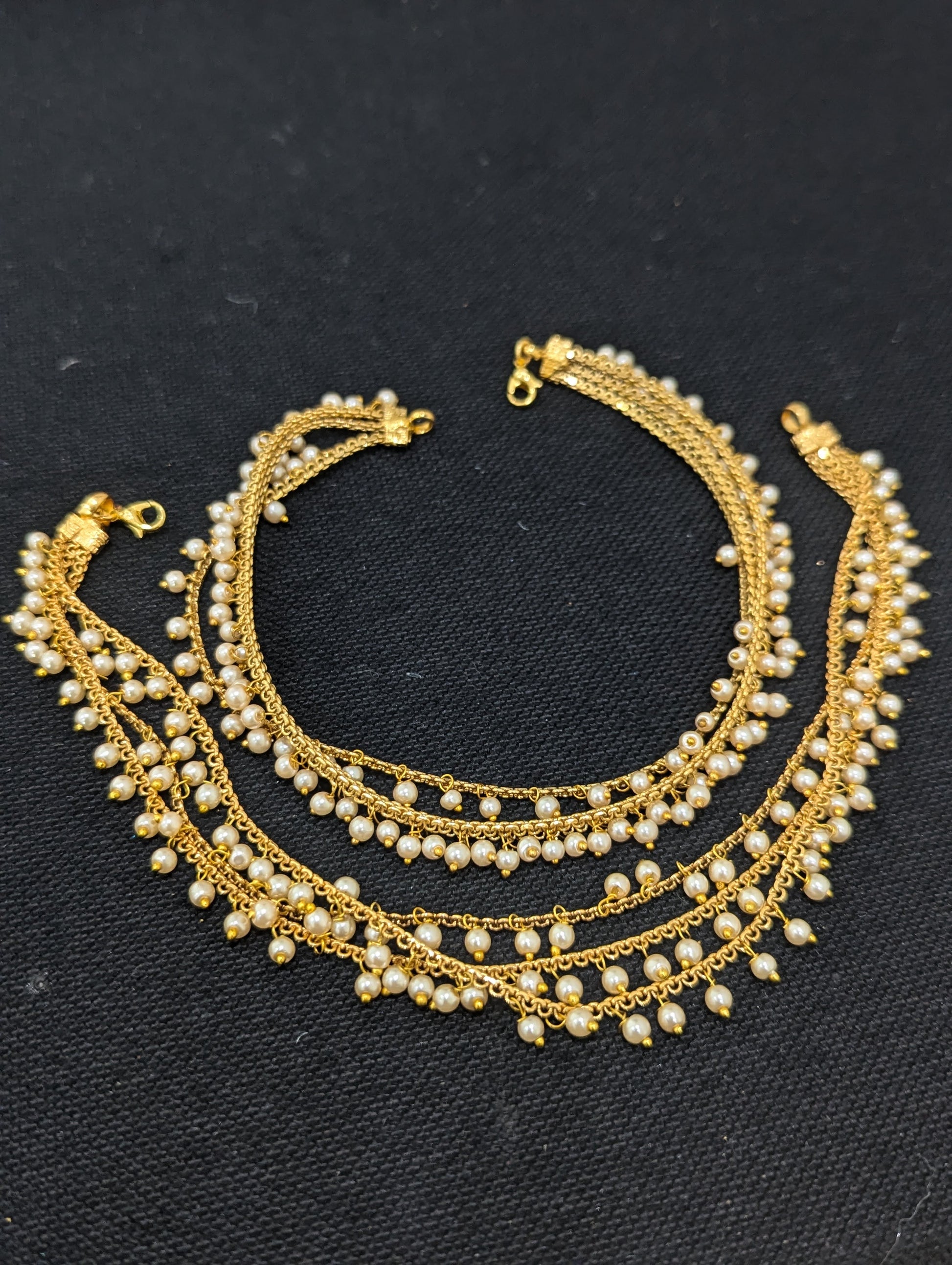 Triple layer Pearl Gold plated Anklets – Simpliful Jewelry
