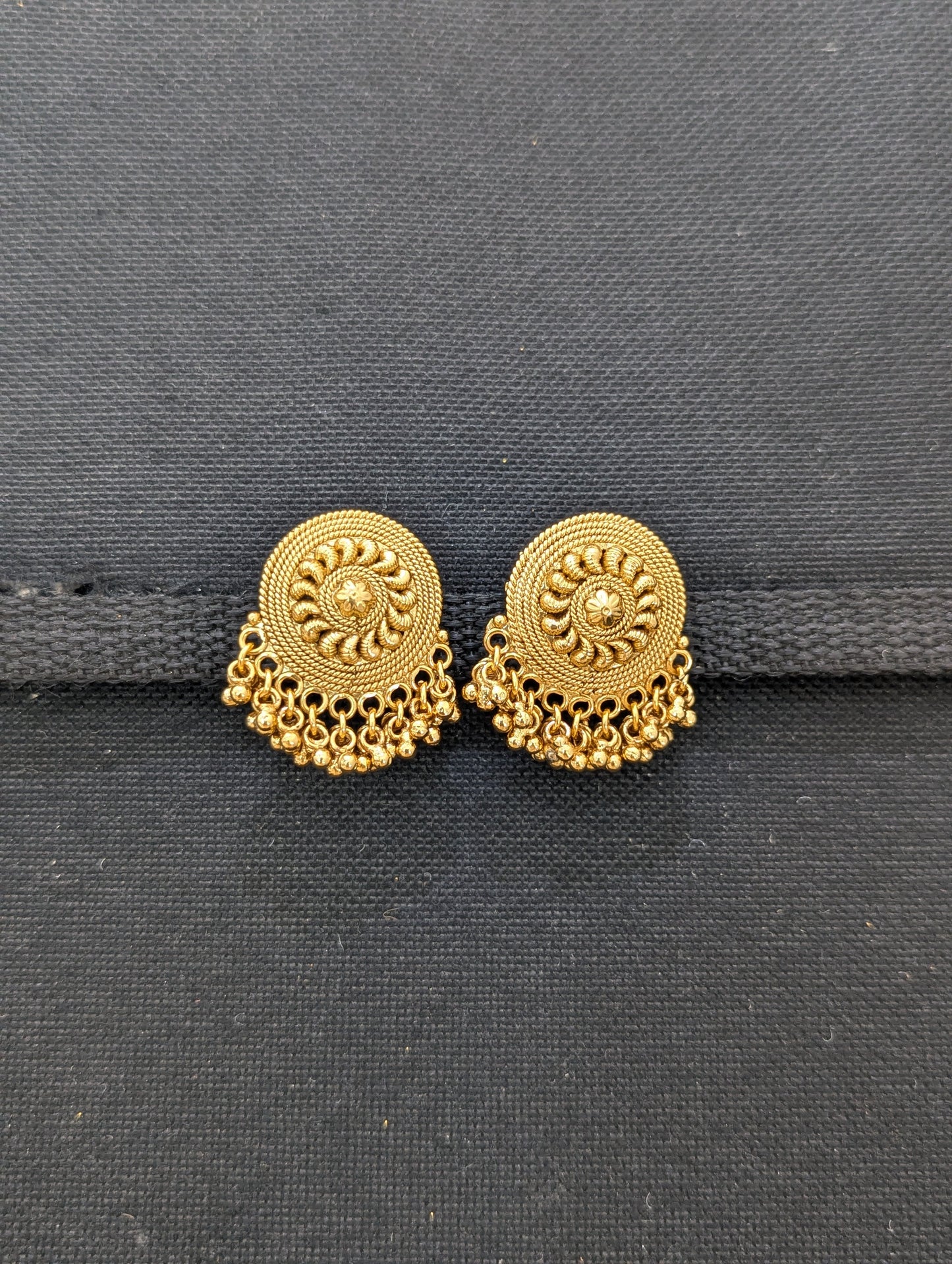 Gold cluster bead dangle Stud earrings - D1