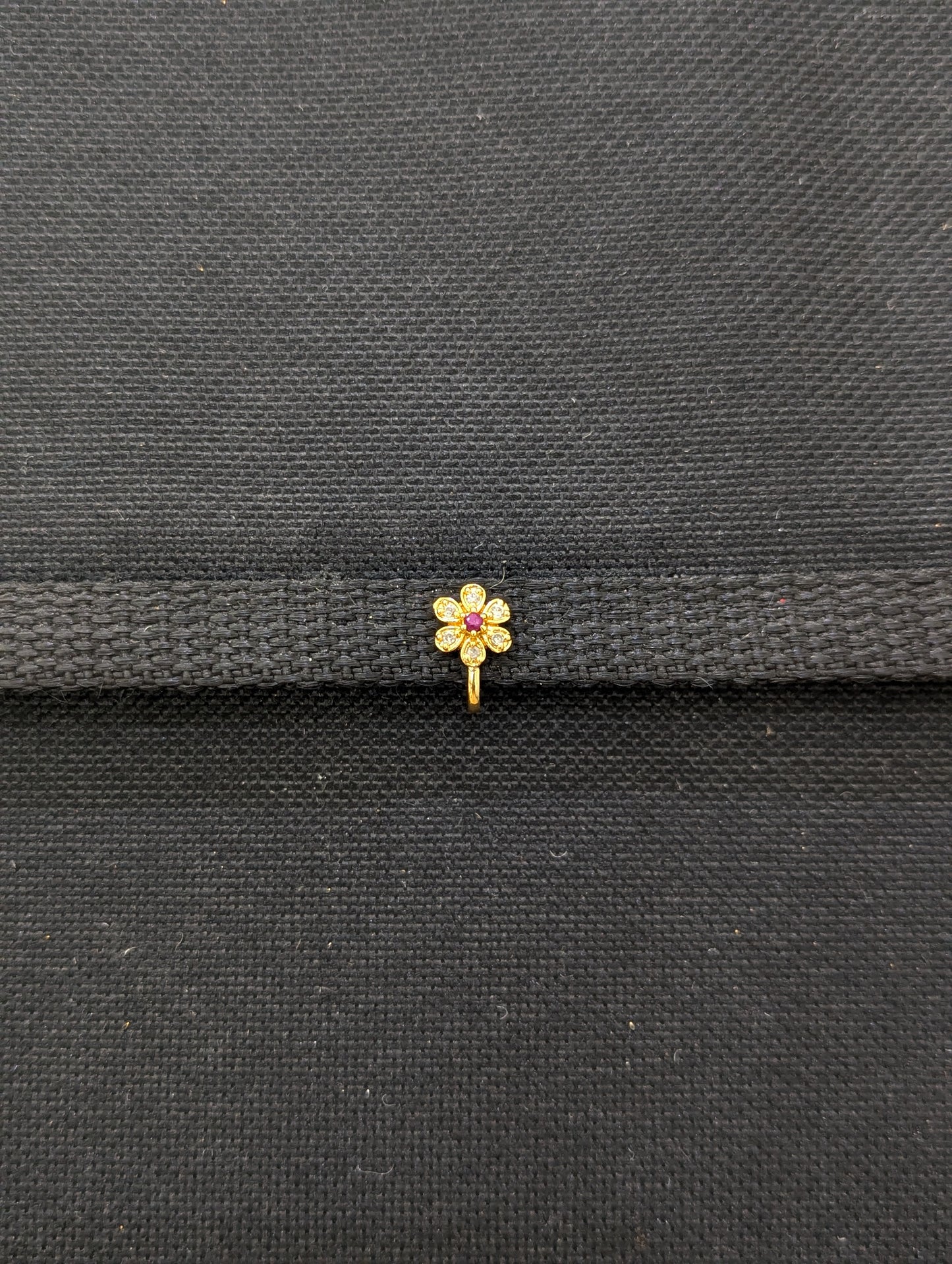 Flower design CZ Small Clip on Nose Pin