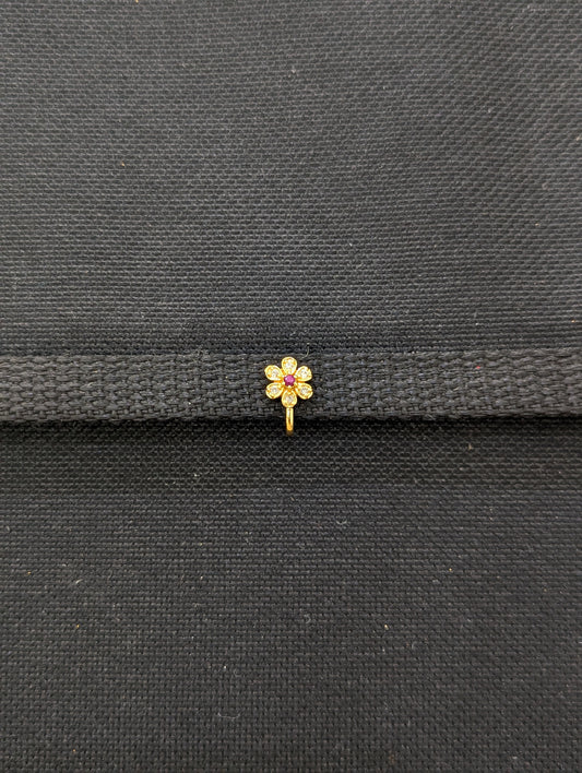 Flower design CZ Small Clip on Nose Pin