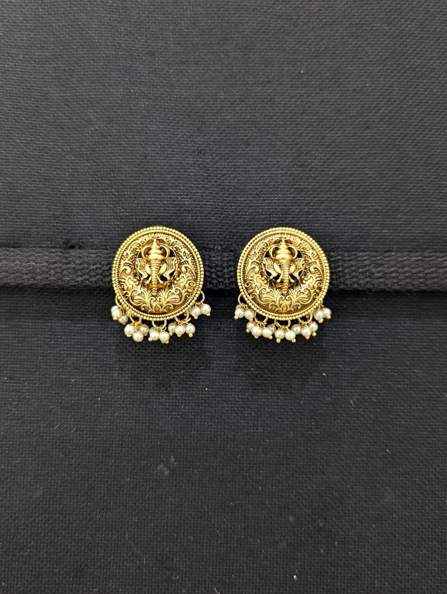 Ganesh ji Antique gold plated stud earrings