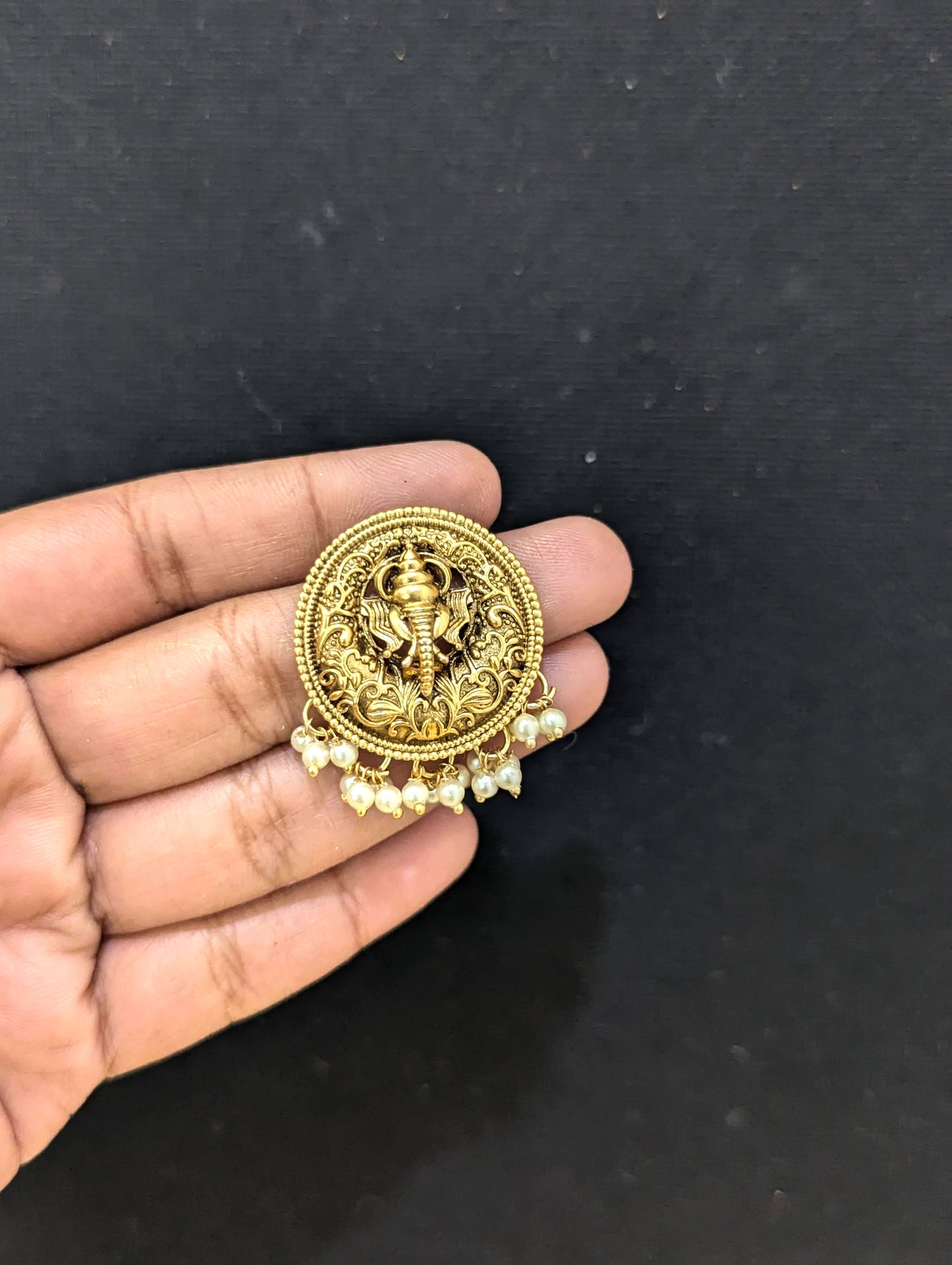 Ganesh ji Antique gold plated stud earrings