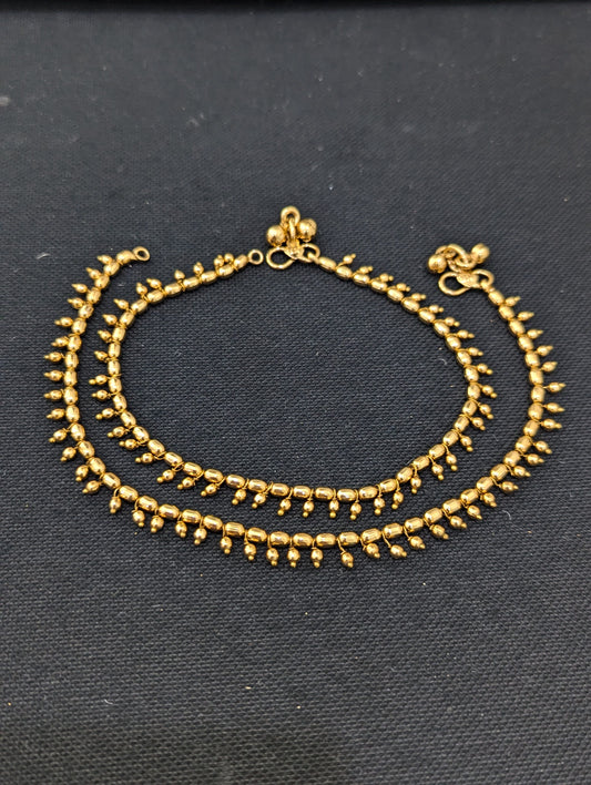 Gold plated gold bead dangle Anklets - D1