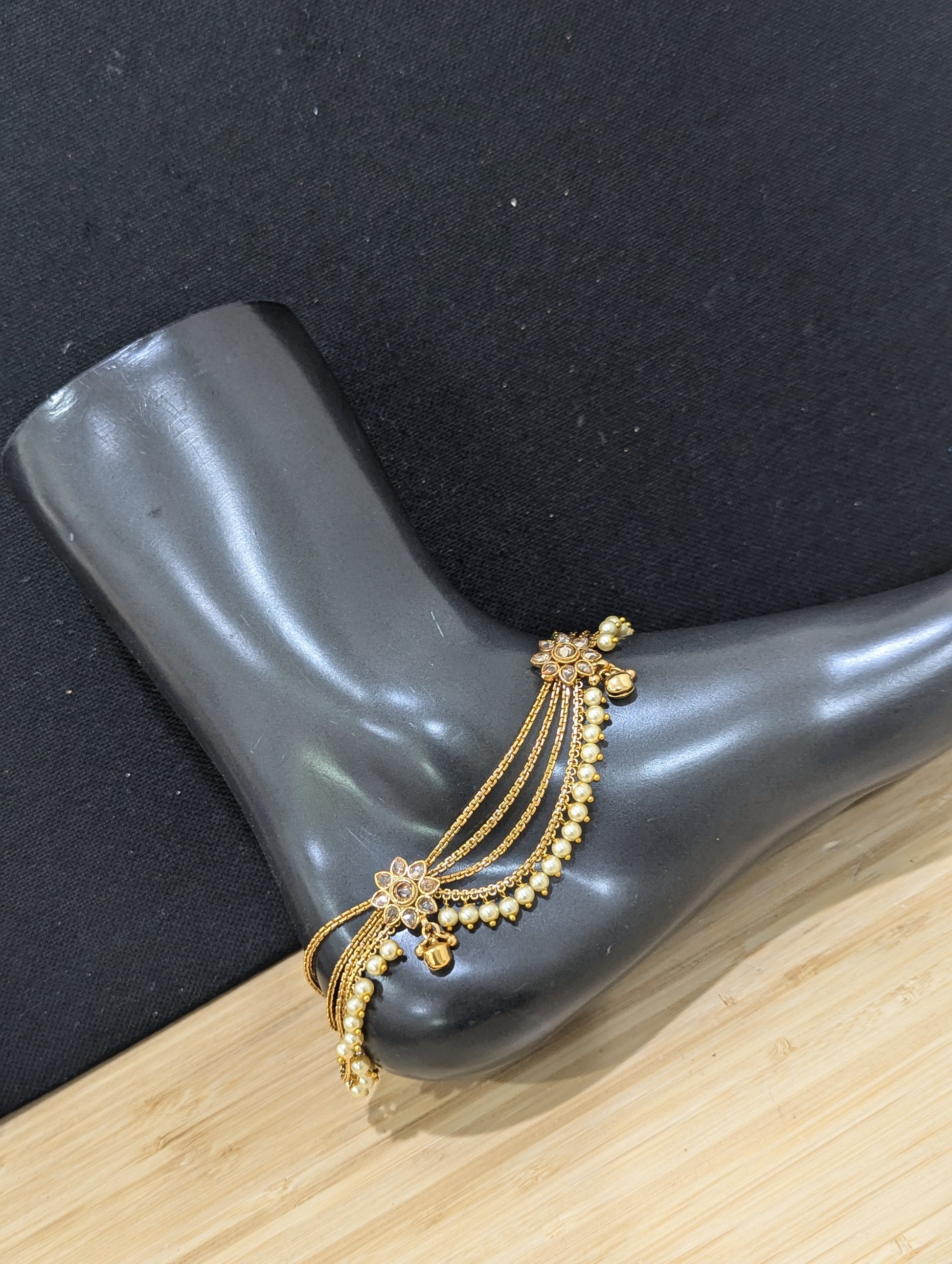 Gold plated layer Polki Bridal Anklets – Simpliful Jewelry