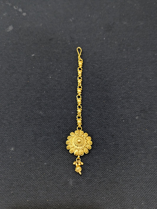 Gold plated Teardrop Round Maang Tikka