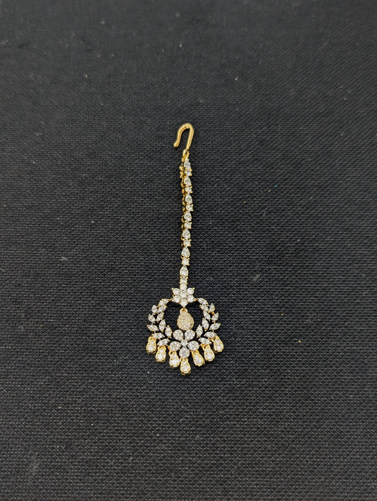 Flower Chandbali CZ stone Maang Tikka