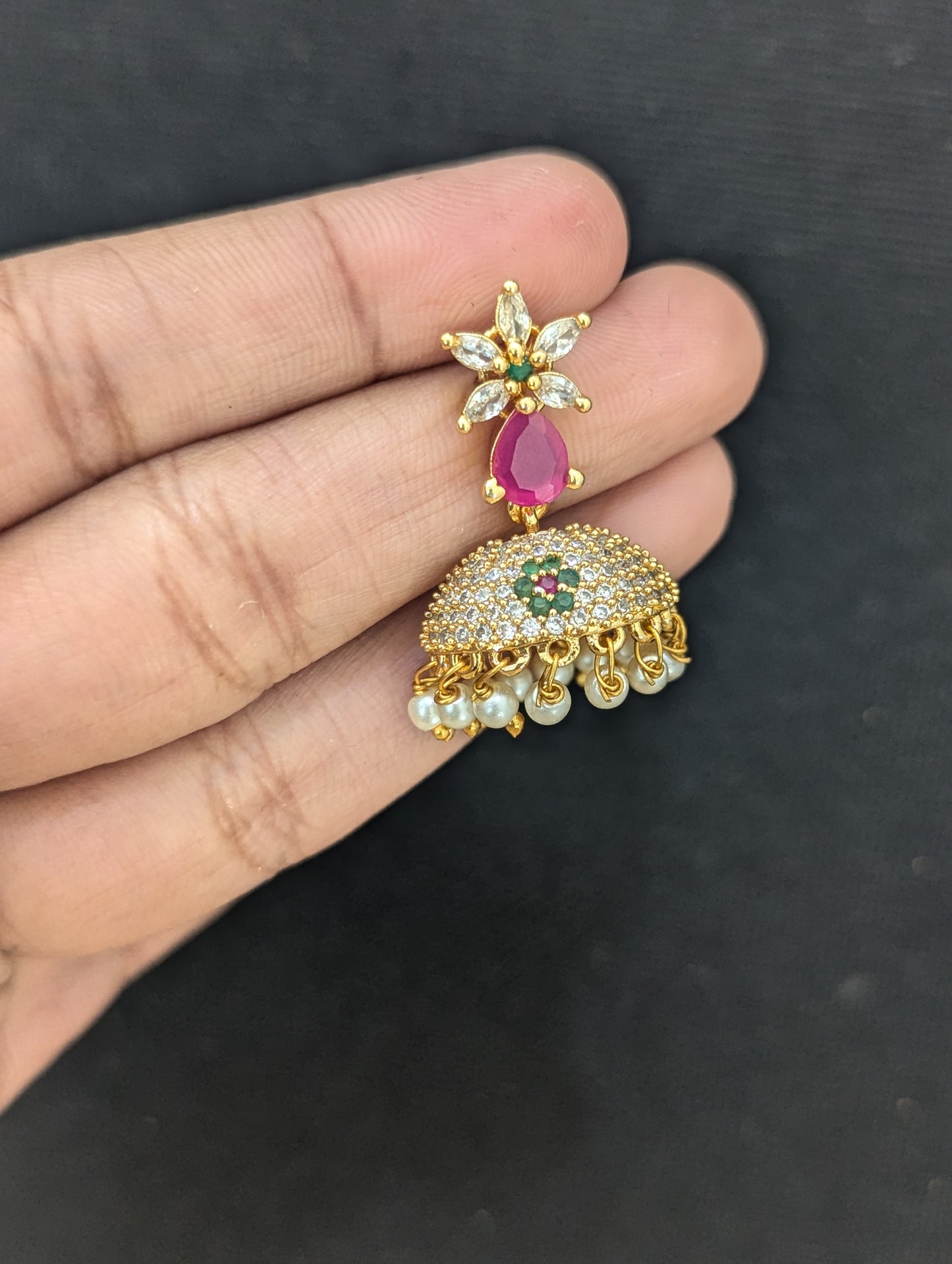 Designer CZ Jhumka earrings