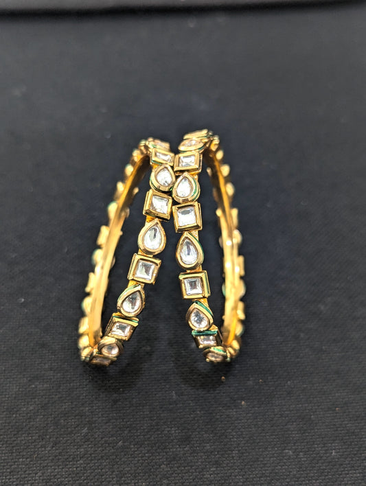 Teardrop Square kundan stone Bangles