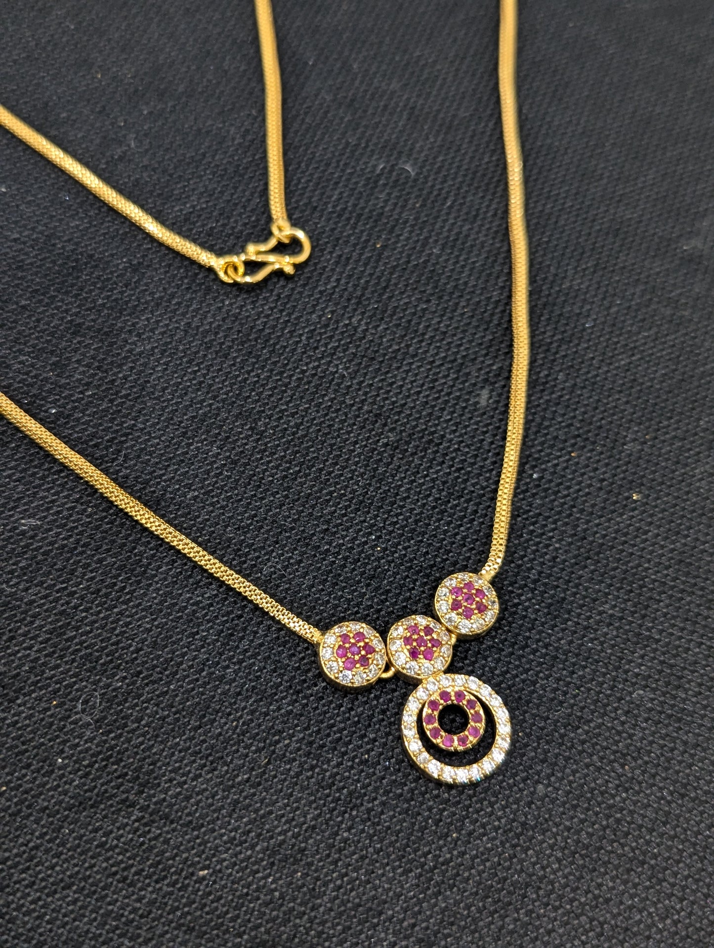 One gram gold plated CZ Pendnat necklace - D1