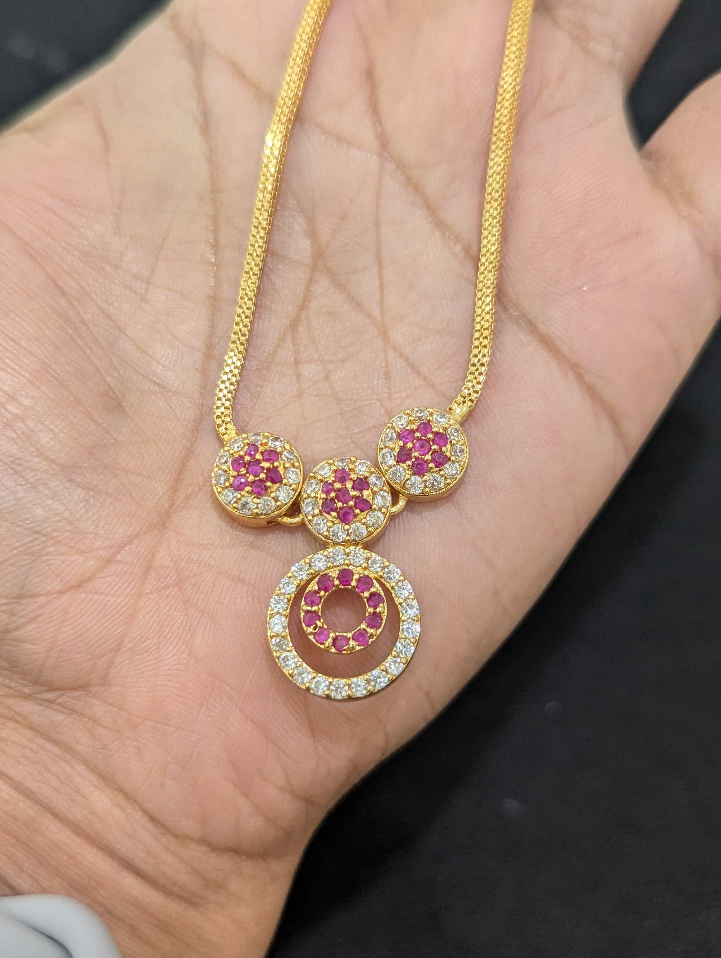 One gram gold plated CZ Pendnat necklace - D1