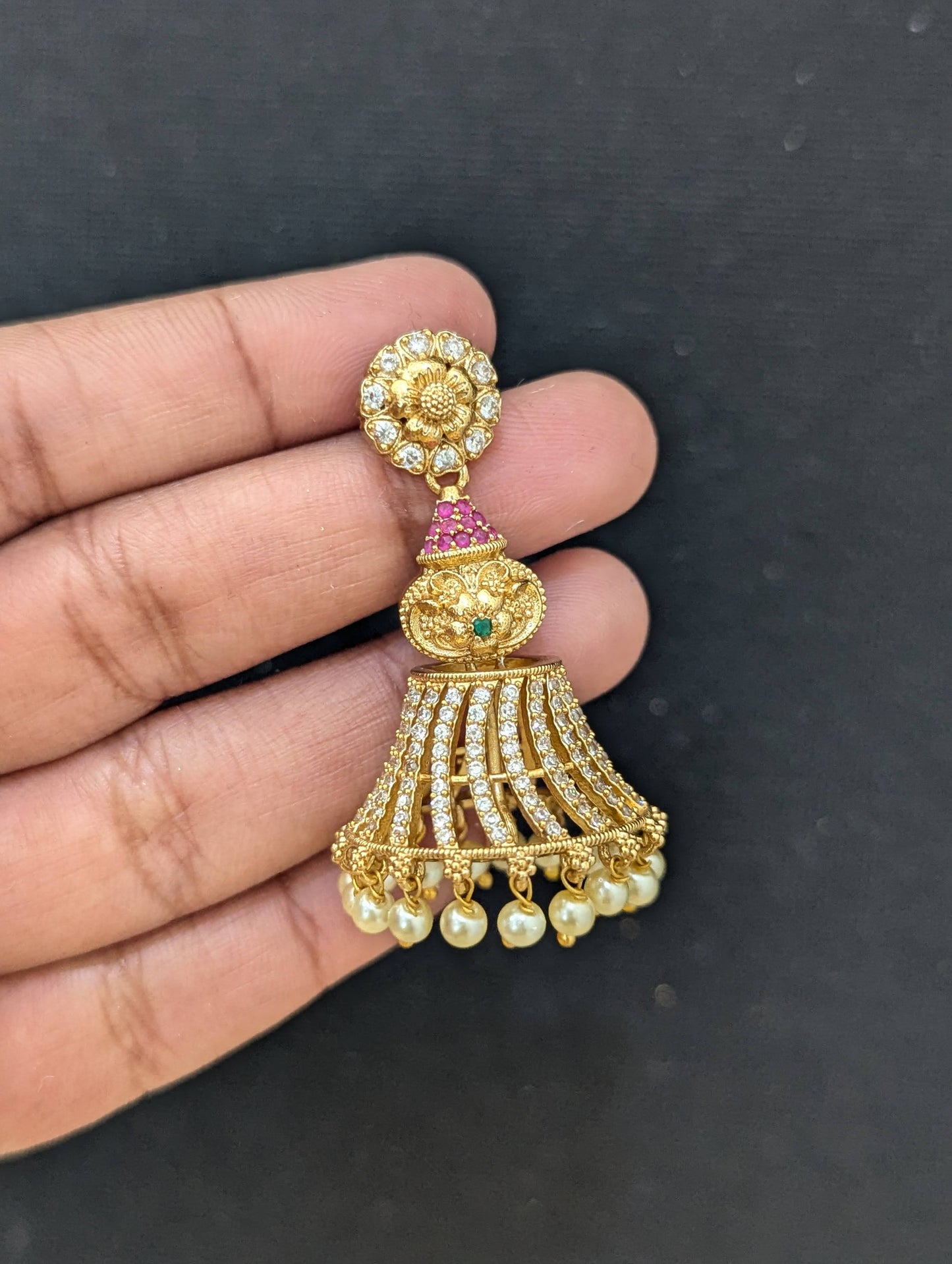 Antique CZ Designer Jhumka