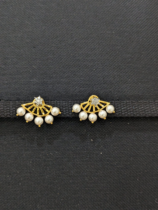 Front Back CZ Pearl Earrings