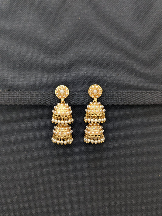 Pearl double layer Jhumka Earrings