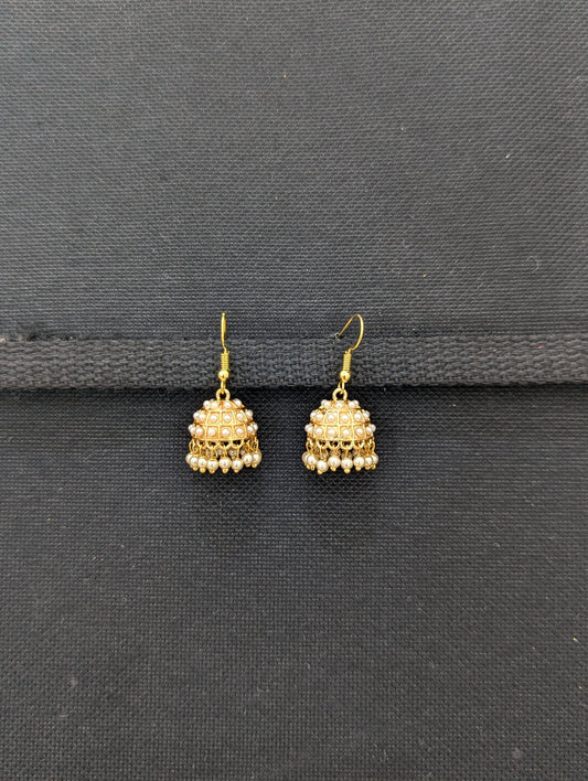 Gold plated Pearl hookdrop Jhumka Earrings