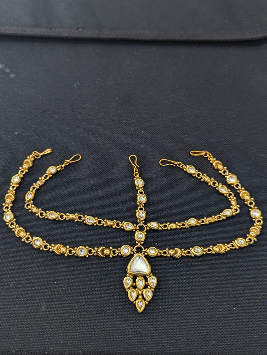 Traditional Gold plated Kundan Damini / Matha patti