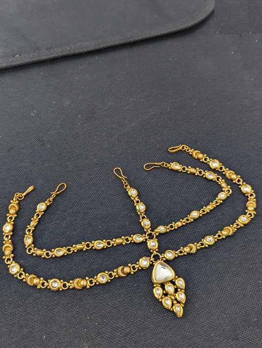 Traditional Gold plated Kundan Damini / Matha patti