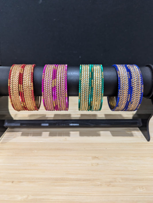 Colorful Thin Metal Bangles -1 dozen - Adult size