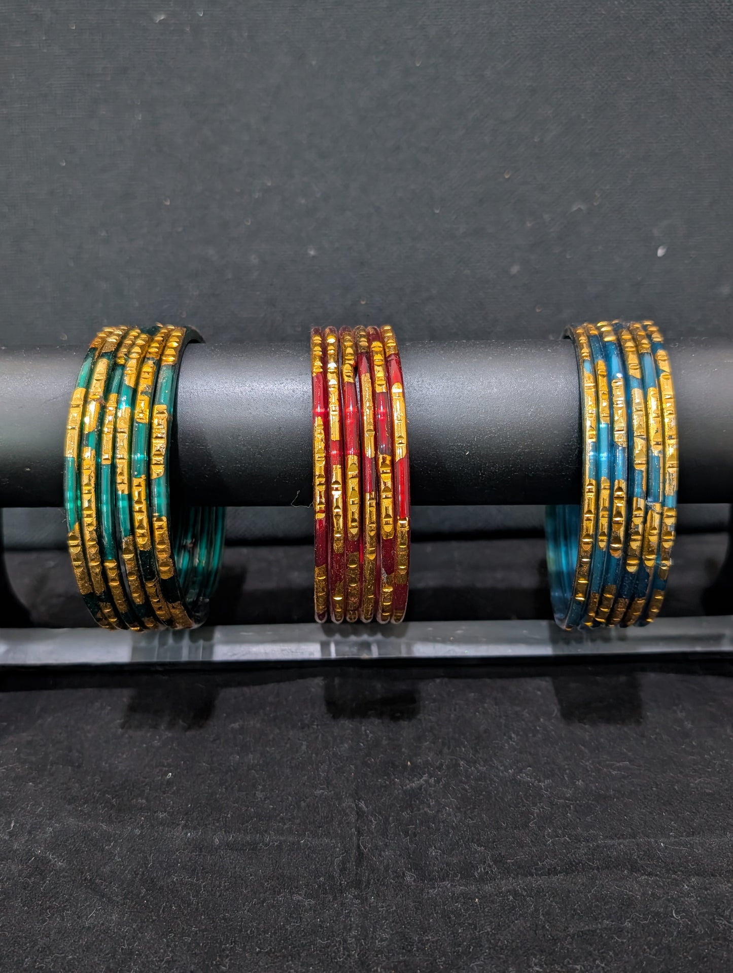 Gold line Glass Bangles - Set of 6 bangles - Big Size