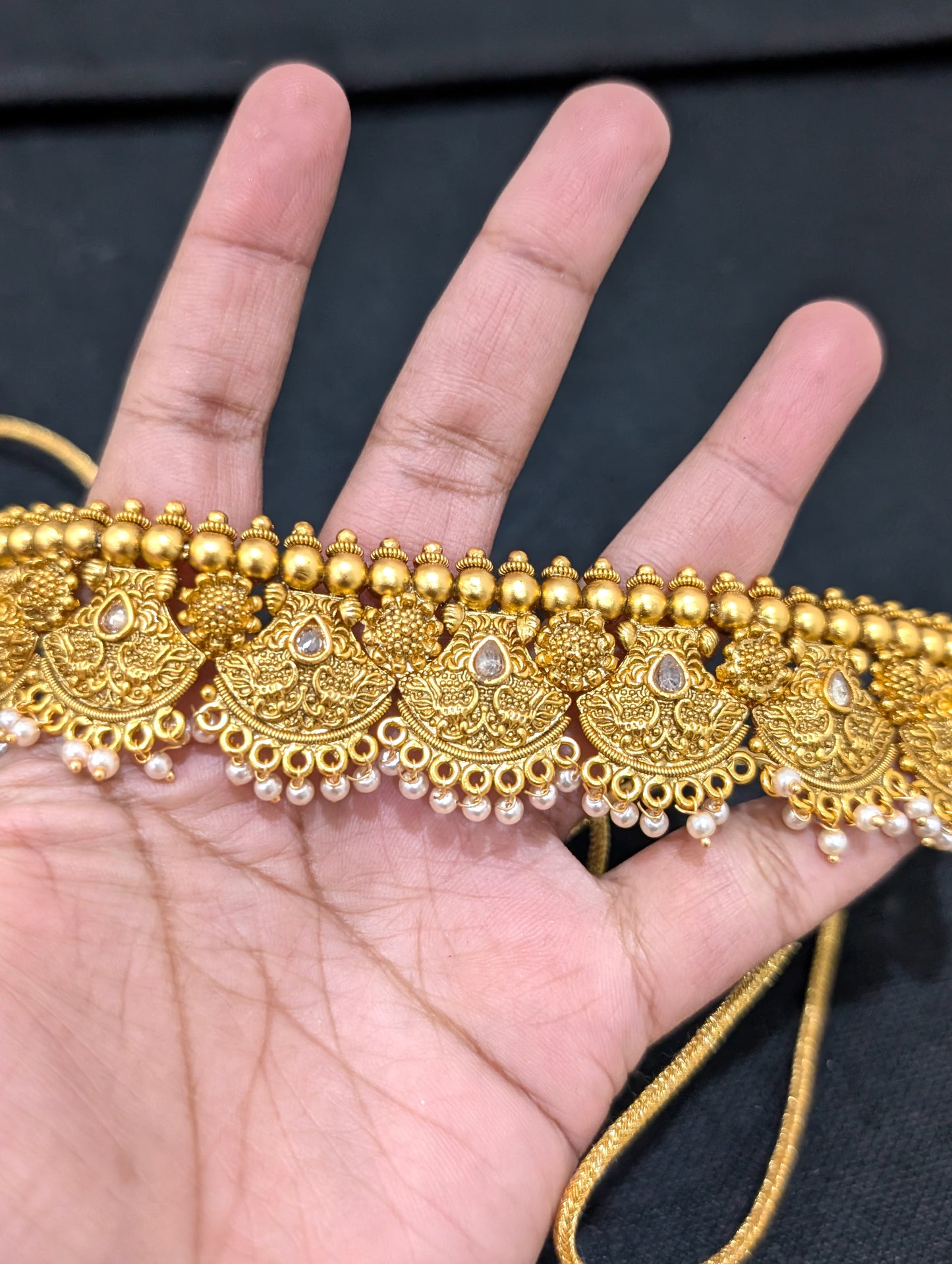 Rajwadi polish Gold plated Choker Necklace