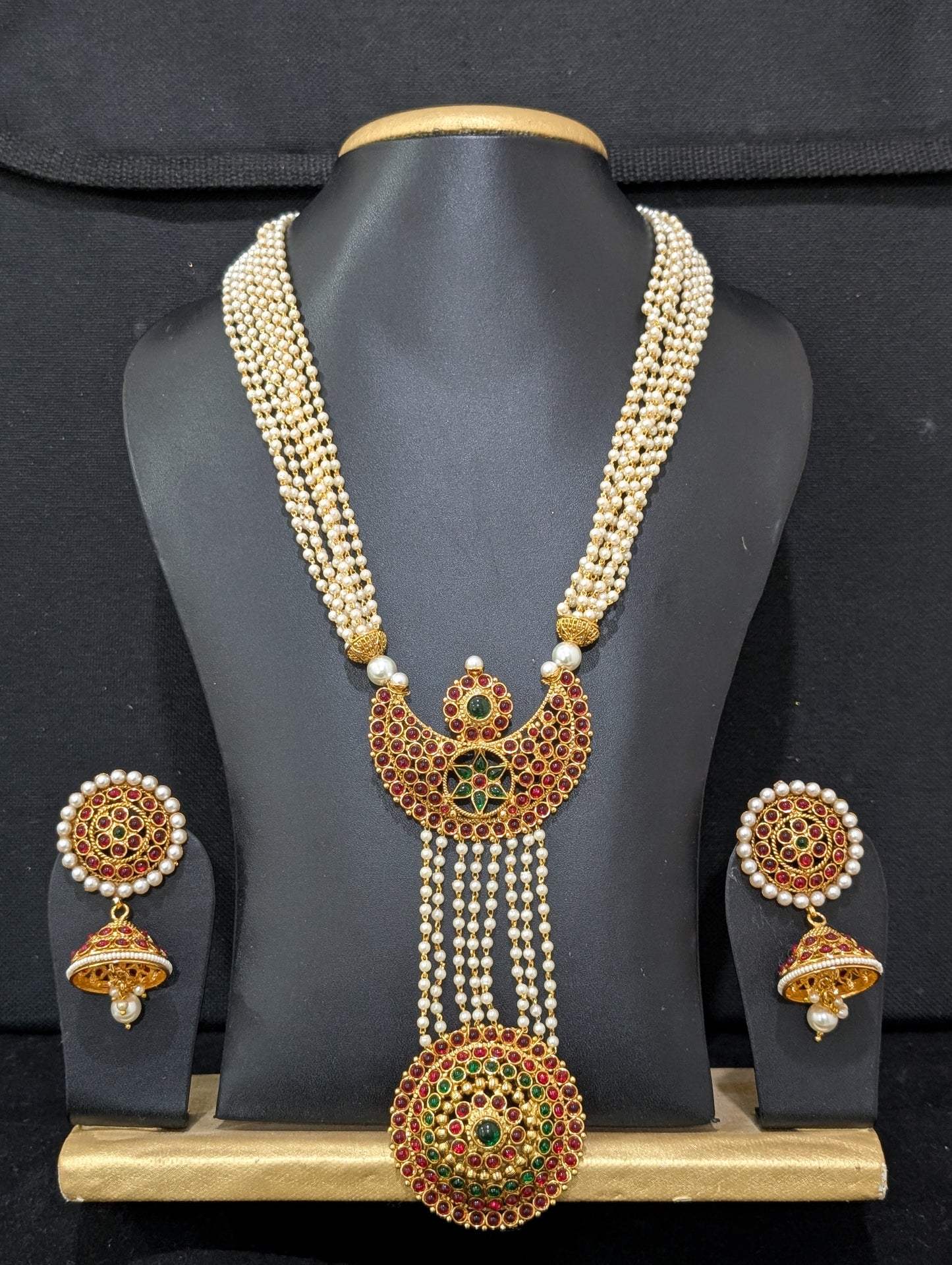 Unique Kemp stone Long Necklace and Earrings set