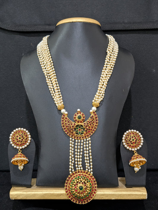 Unique Kemp stone Long Necklace and Earrings set