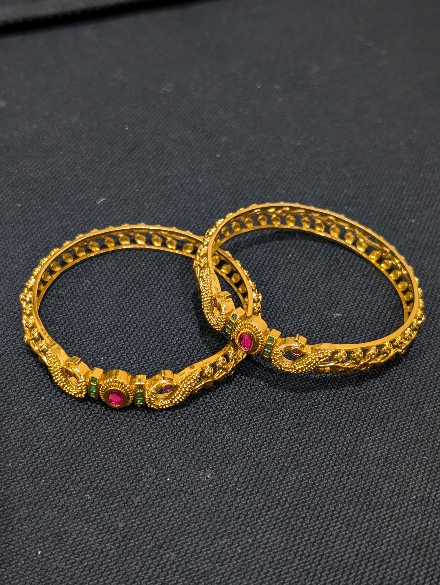 Peacock Ruby Green kemp Antique bangles - 2x6 size