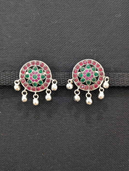 Ghunghru bead dangle Silver Kemp Stud earrings