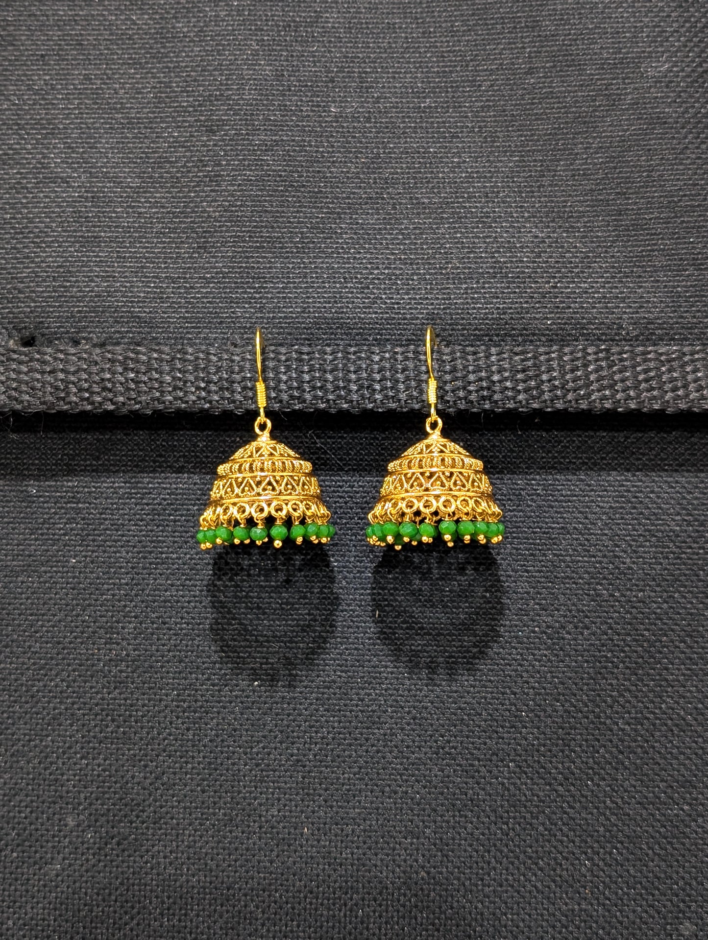 Antique Gold plated hook drop jhumka Earrings