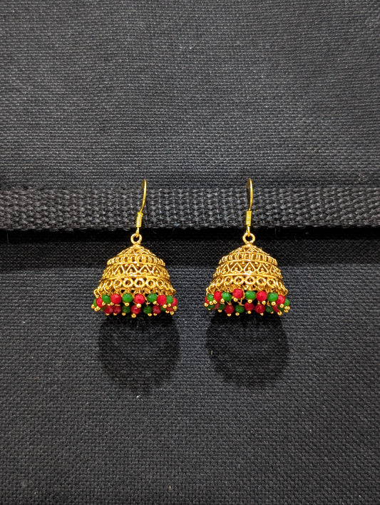 Antique Gold plated hook drop jhumka Earrings