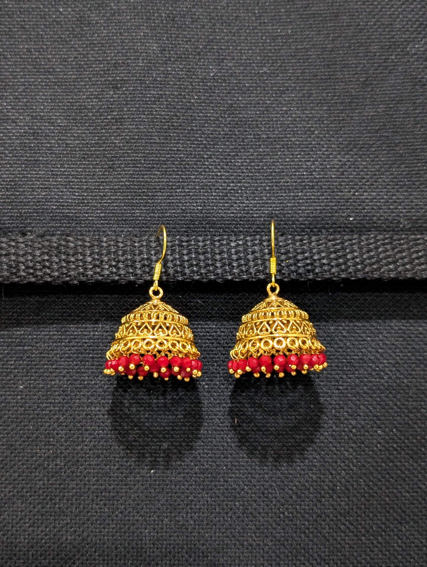 Antique Gold plated hook drop jhumka Earrings