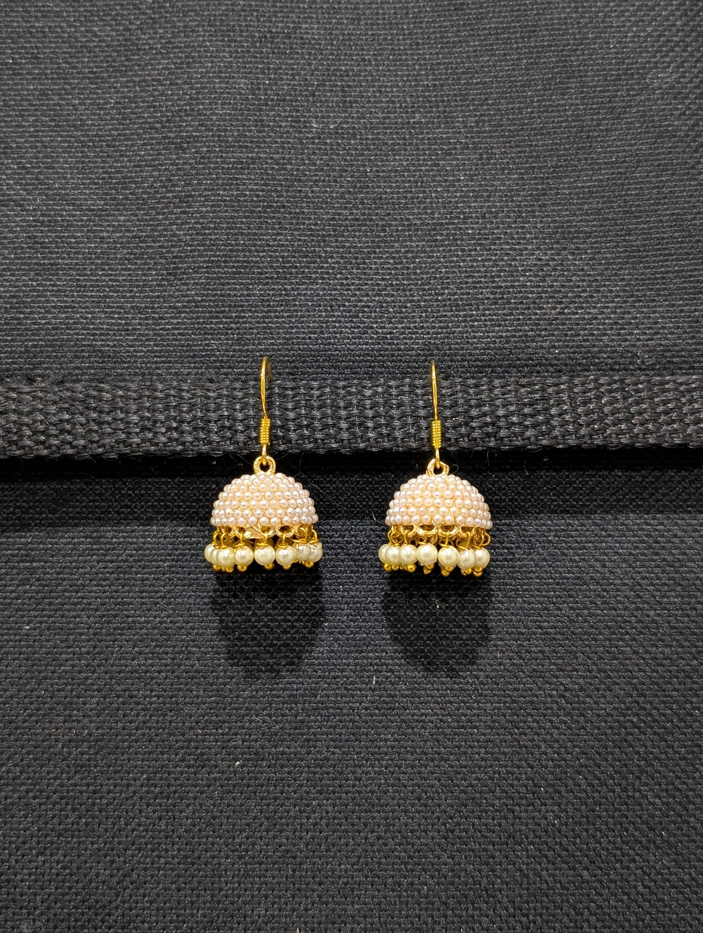 Gold plated Pearl hook drop jhumka Earrings