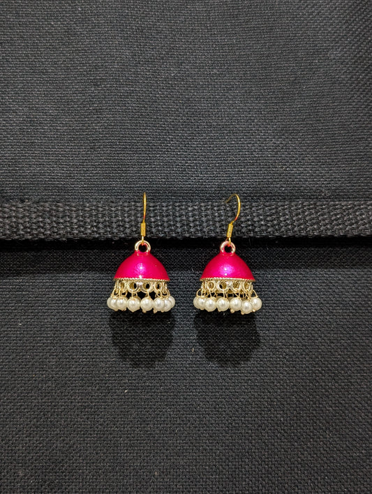 Gold plated Enamel hook drop jhumka Earrings