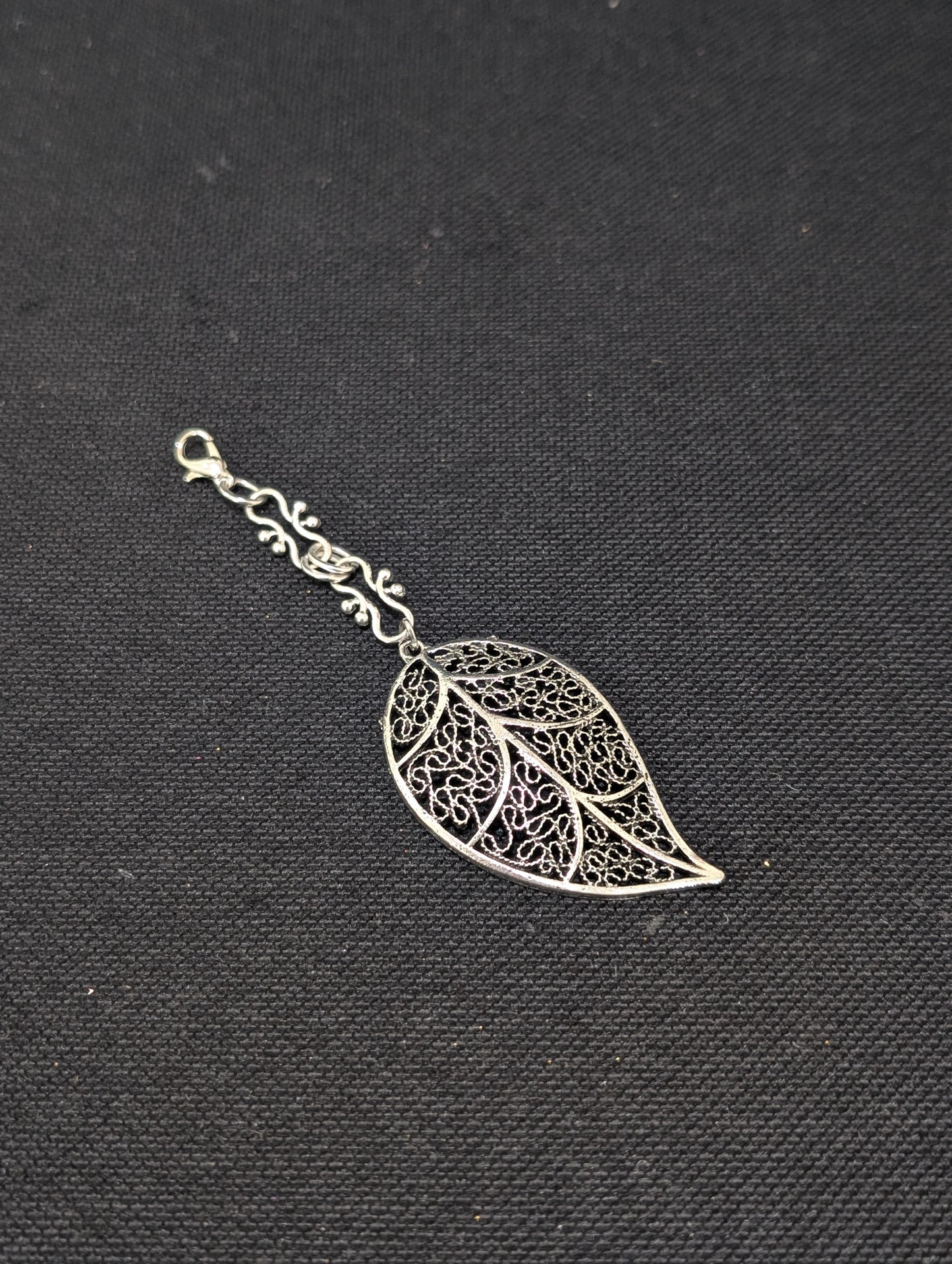 Oxidized Silver Leaf design Large Maang Tikka