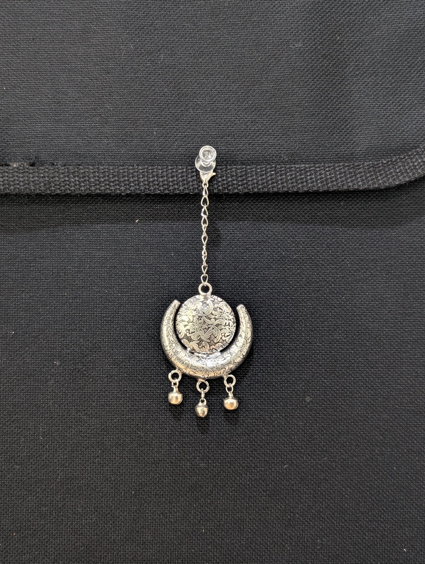 Oxidized Silver Crescent design Large Maang Tikka